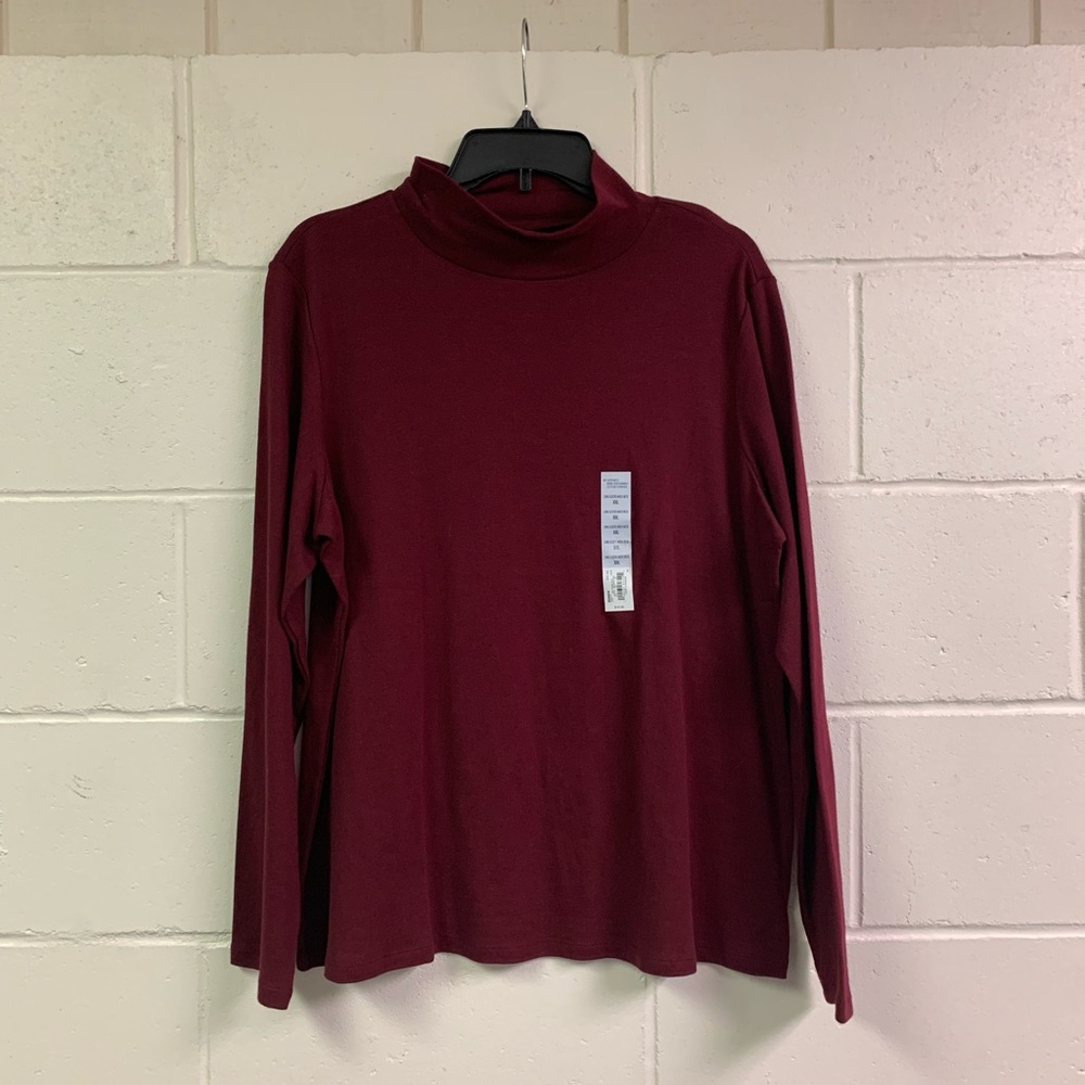 NWT Croft&Barrow Maroon Long Sleeve Mock Neck